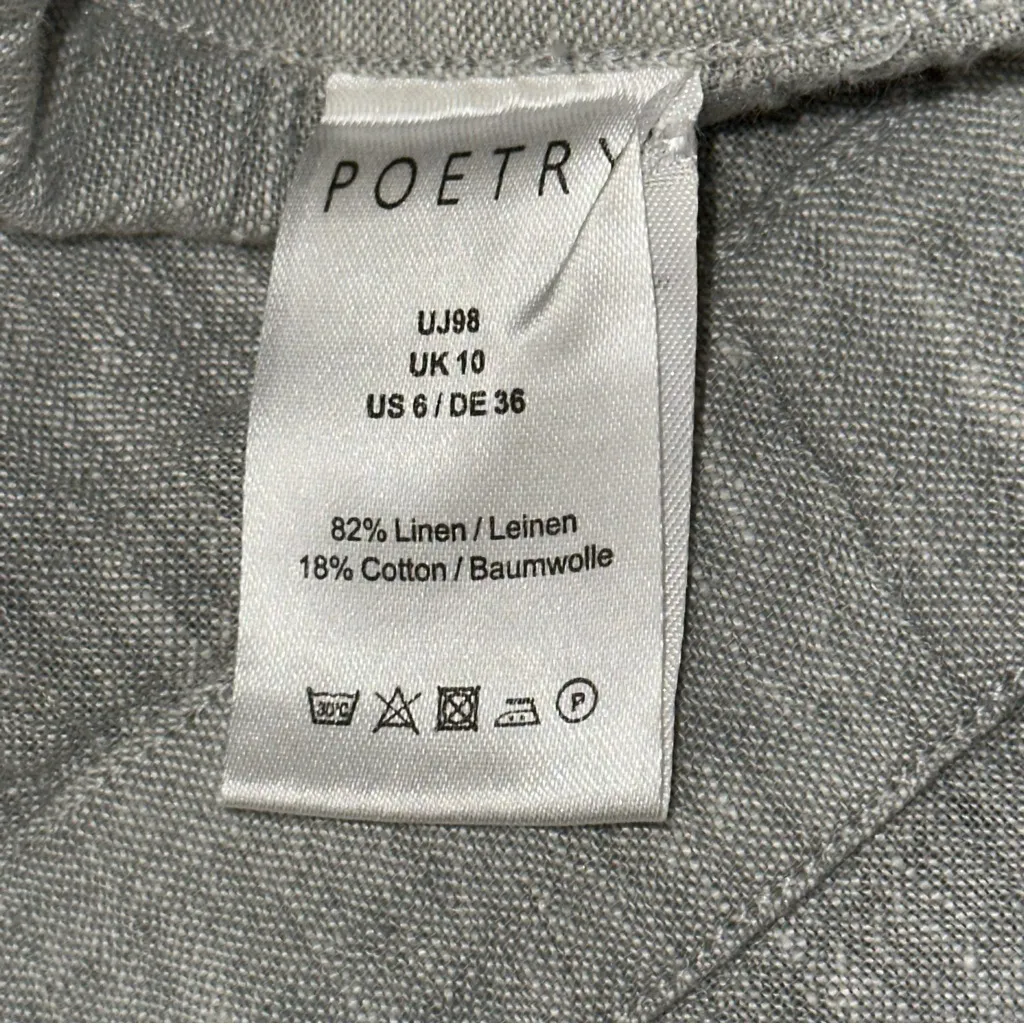 Poetry Women’s Size 6 Light Blue Gray Linen V-Neck Button Front Vest - Image 5