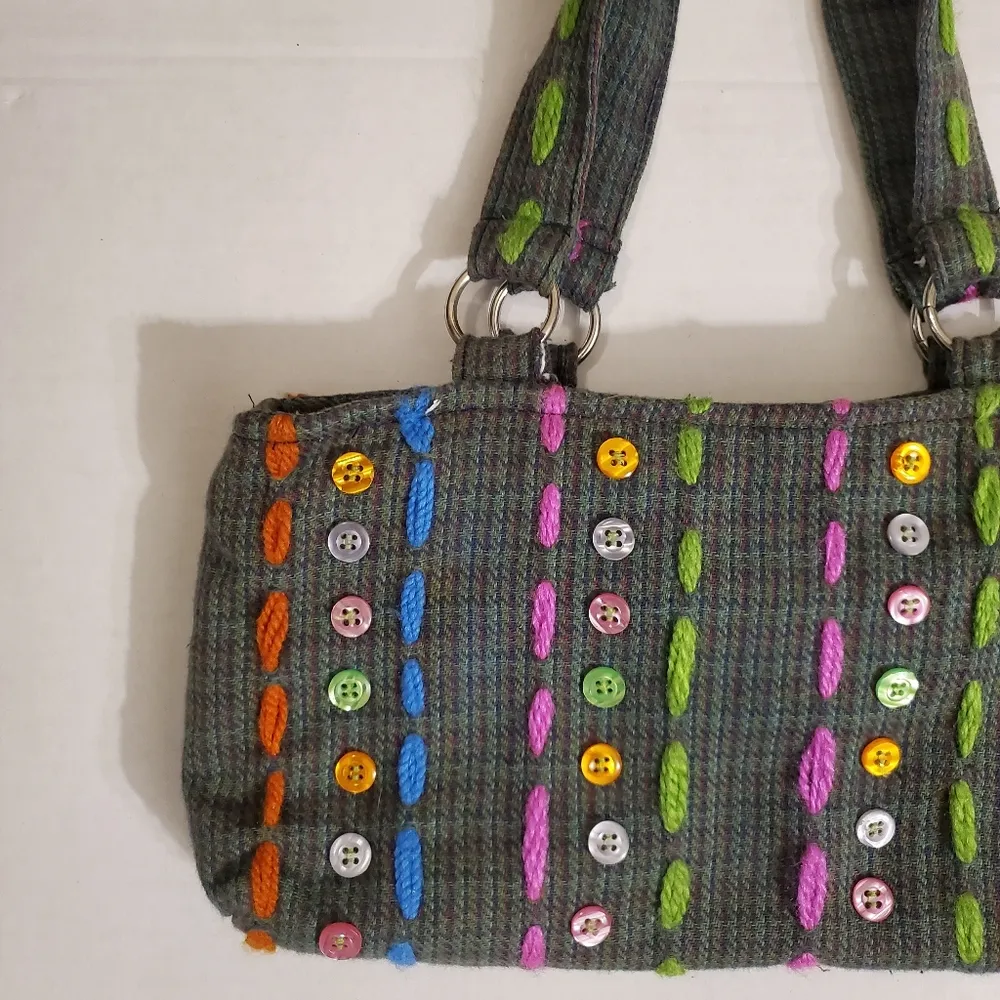 🔥SALE🔥 Toni Multicolored Button Knit BOHO Style Purse Pink - Image 9