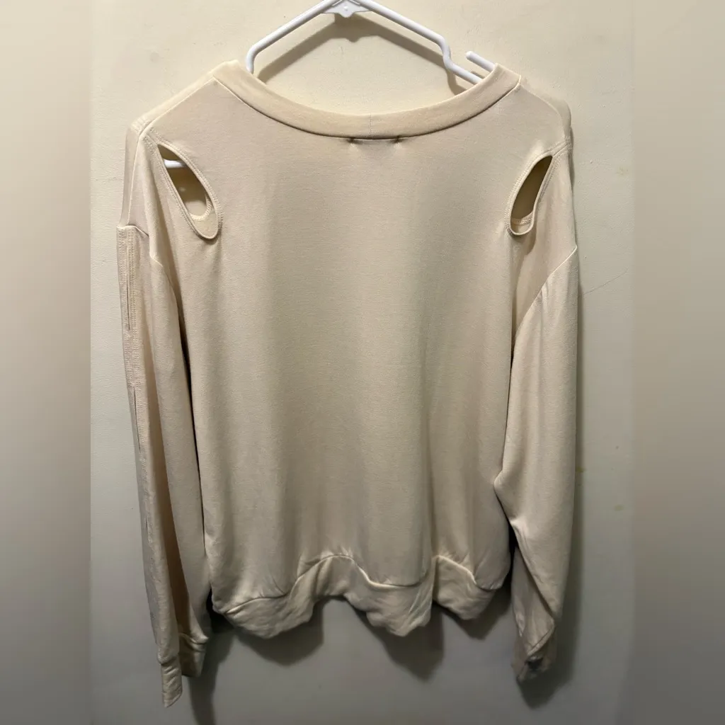 LNA Karl Cream Cut-Out Sweatshirt‎ size Large - Image 3