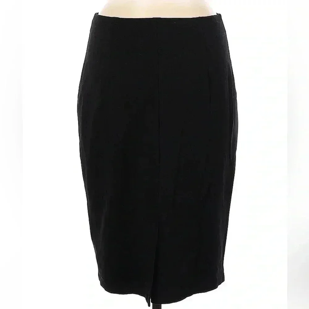 Eileen Fisher Timeless Black Classic Career High Rise Waist Pencil Skirt Size M - Image 2