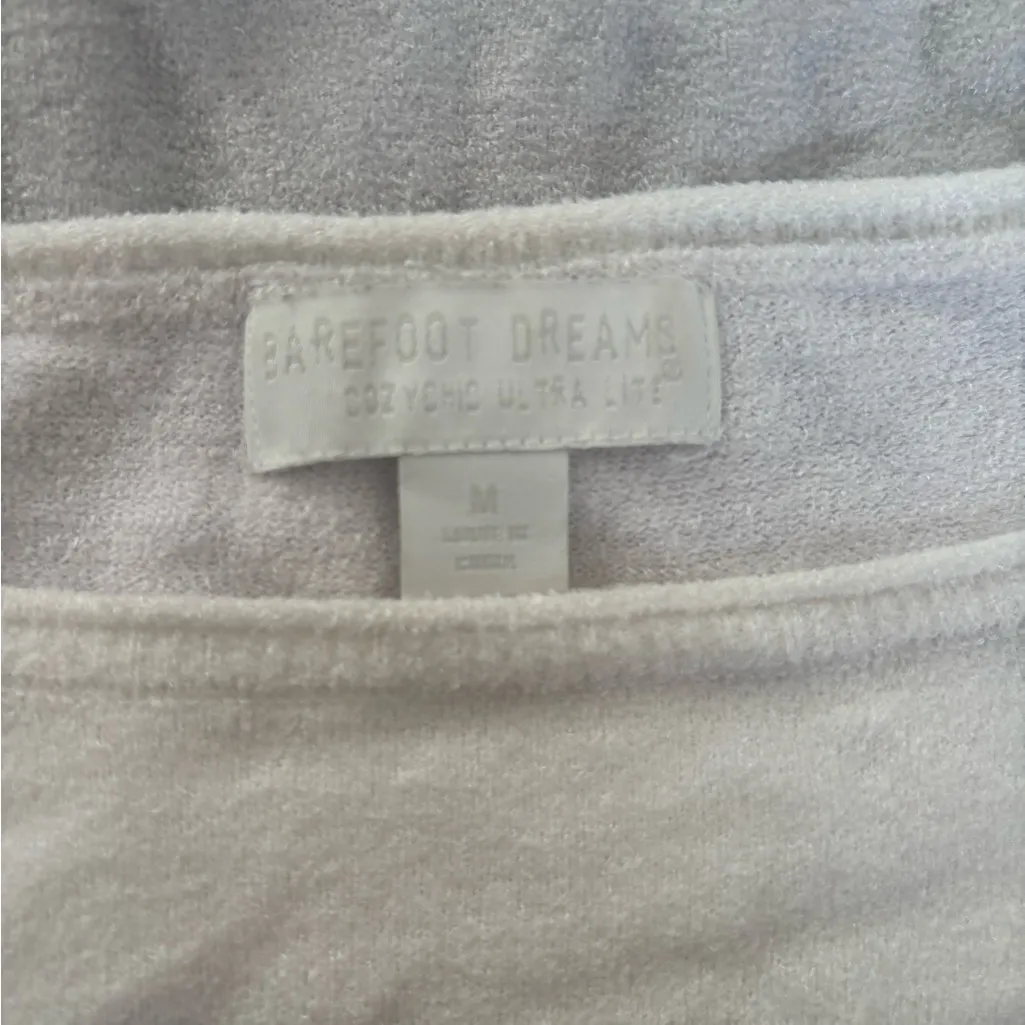 Barefoot Dreams Cozy Chic Light Gray Striped Sweater Medium - Image 3