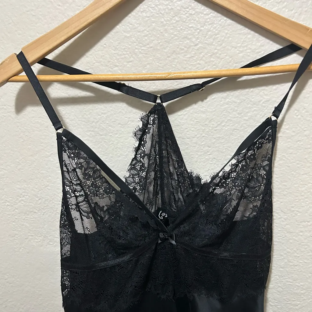 Vintage Palmers Privee Silk Lace Slip Dress Size Small Black - Image 2