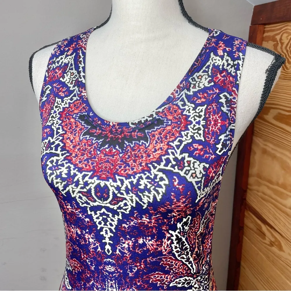 Aqualuxe Print Ruched Rashguard Swimsuit Tankini Top Purple Extra Small - Image 6