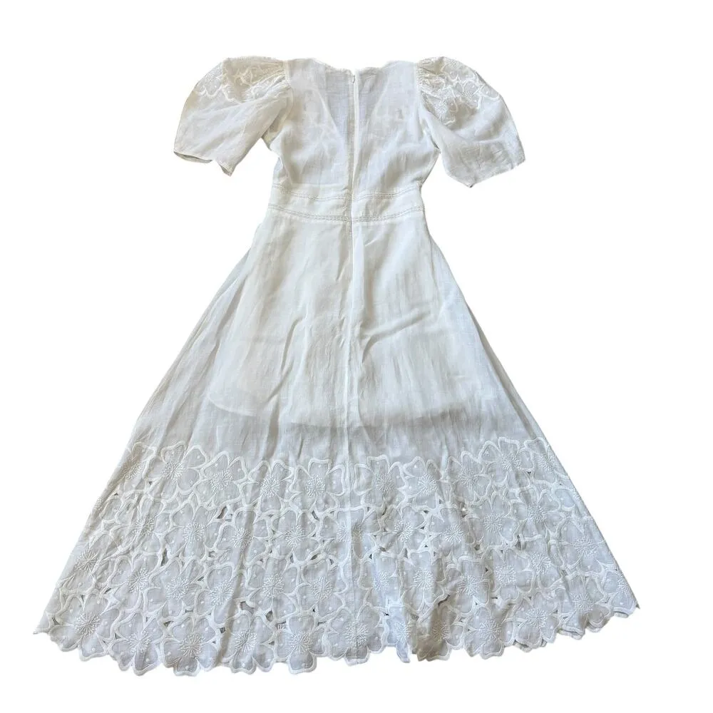Veronica Beard Hope Eyelet Maxi Dress White Floral - Image 4