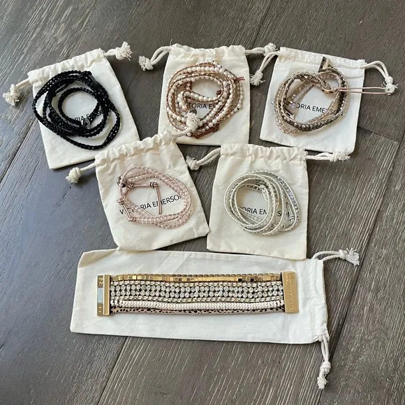 Victoria Emerson Bundle 6 Wrap Bracelet Apple Watch Band Beaded Pearls Boho - Image 1