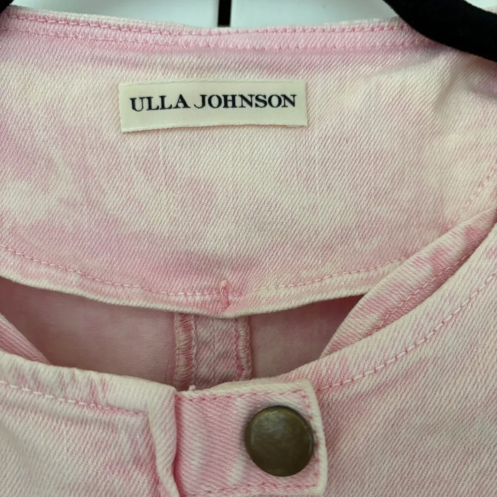 Ulla Johnson Wilona Dress Rose Pink Denim Zip Up Mini Size 8 Acid Washed Utility - Image 9