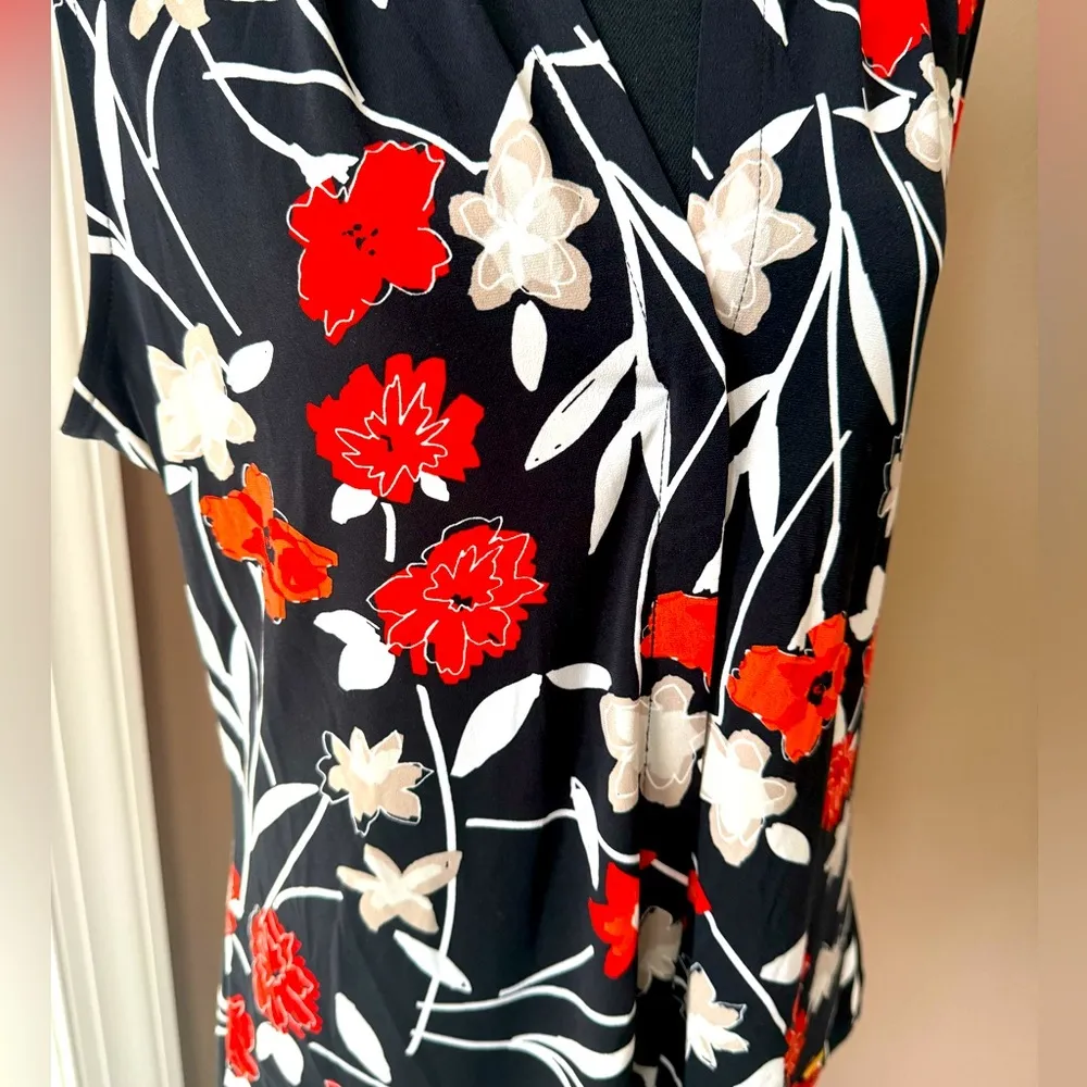 Calvin Klein Women’s Tank Shell in Black and Corral Poppies Print NWT - Image 5