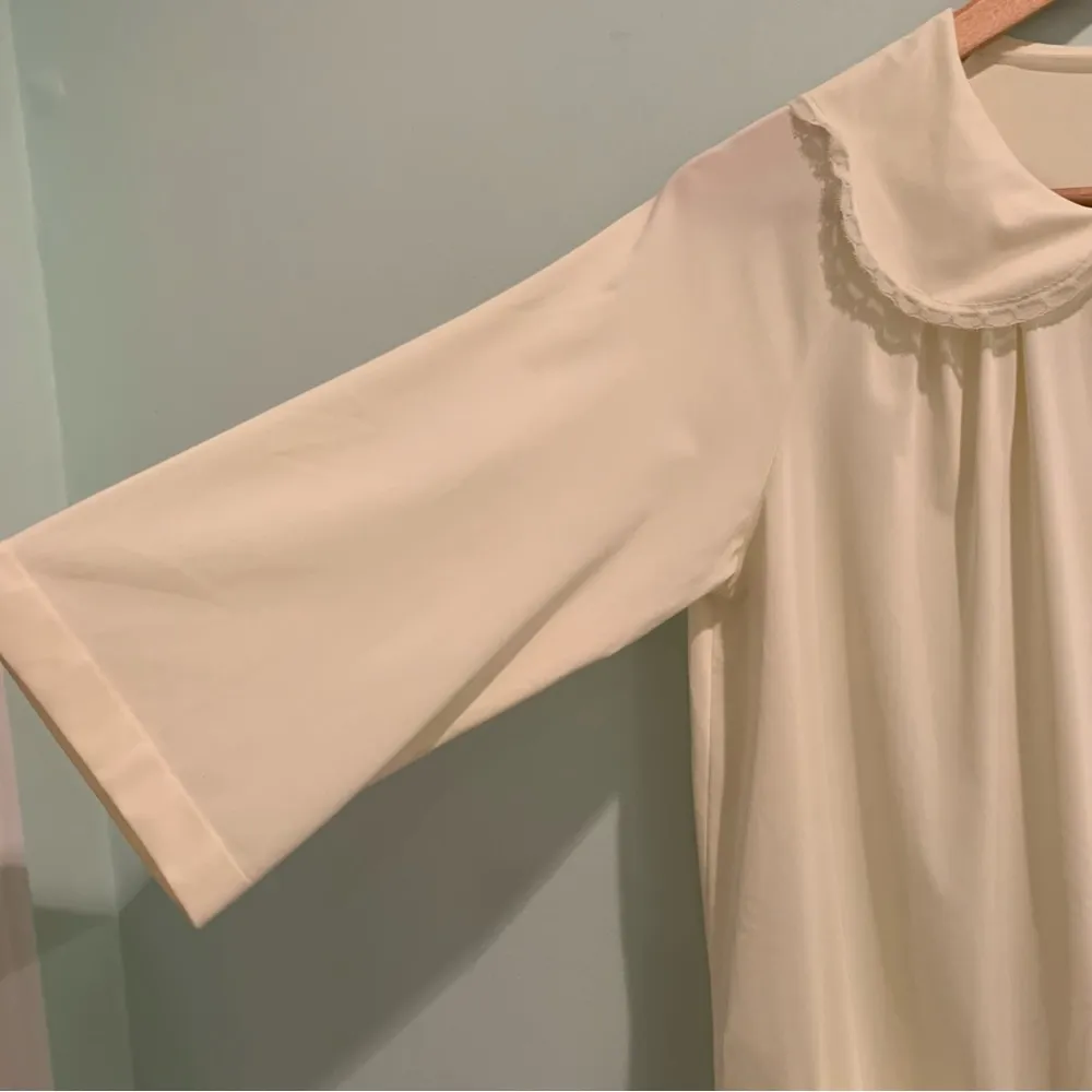 Vintage Shadowline Pale Yellow Nylon Lace Nightgown Robe Small - Image 5