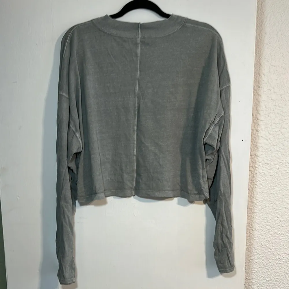 NWOT We the Free seaform green Be Free Cropped Tee cotton cropped long sleeve - Image 3