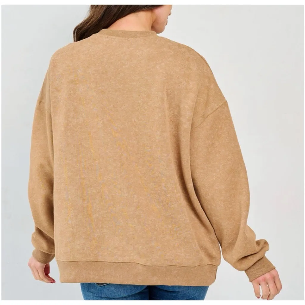 Pearl Brunch Graphic Pullover Sweatshirt in Tan Size XL - Image 3