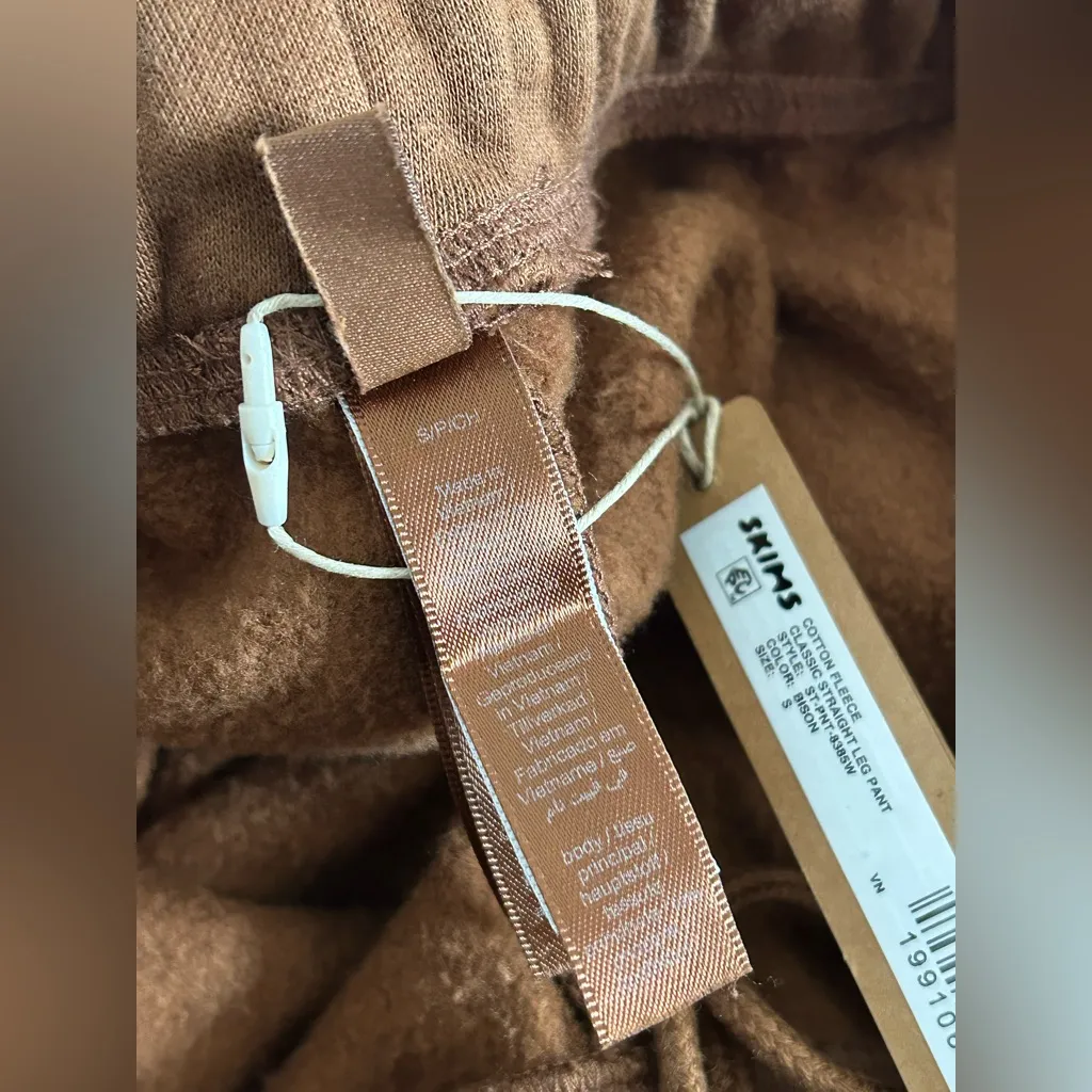 Skims classic fleece 2 piece set hoodie and pants bison sz small Nwt - Image 15