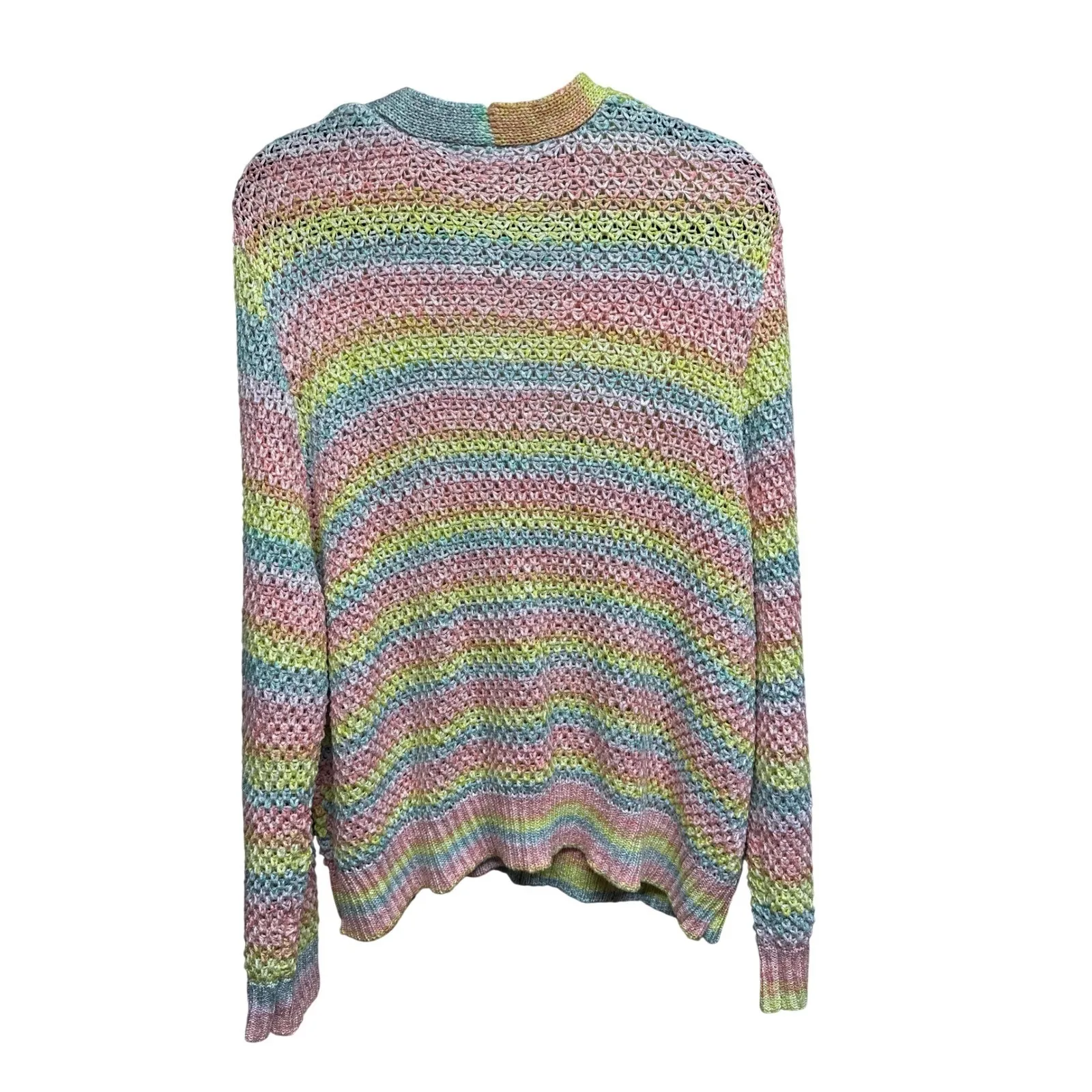 Adyson Parker Rainbow Striped V Neck Knit Cardigan Sweater Womens 1x - Image 3