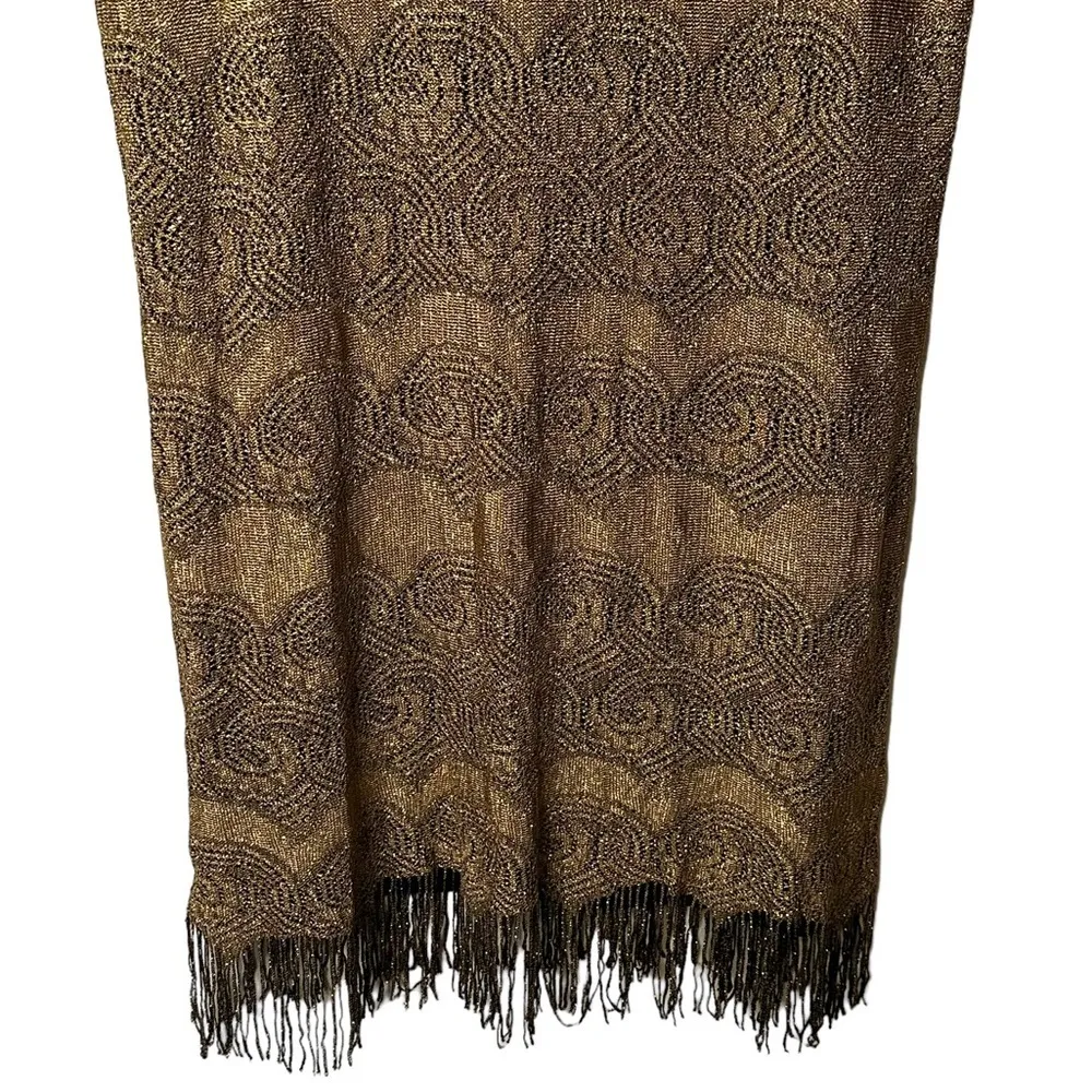 SL Fashions Vintage Flapper Dress Gold Black Fringe‎ Size 16W #696070 - Image 7
