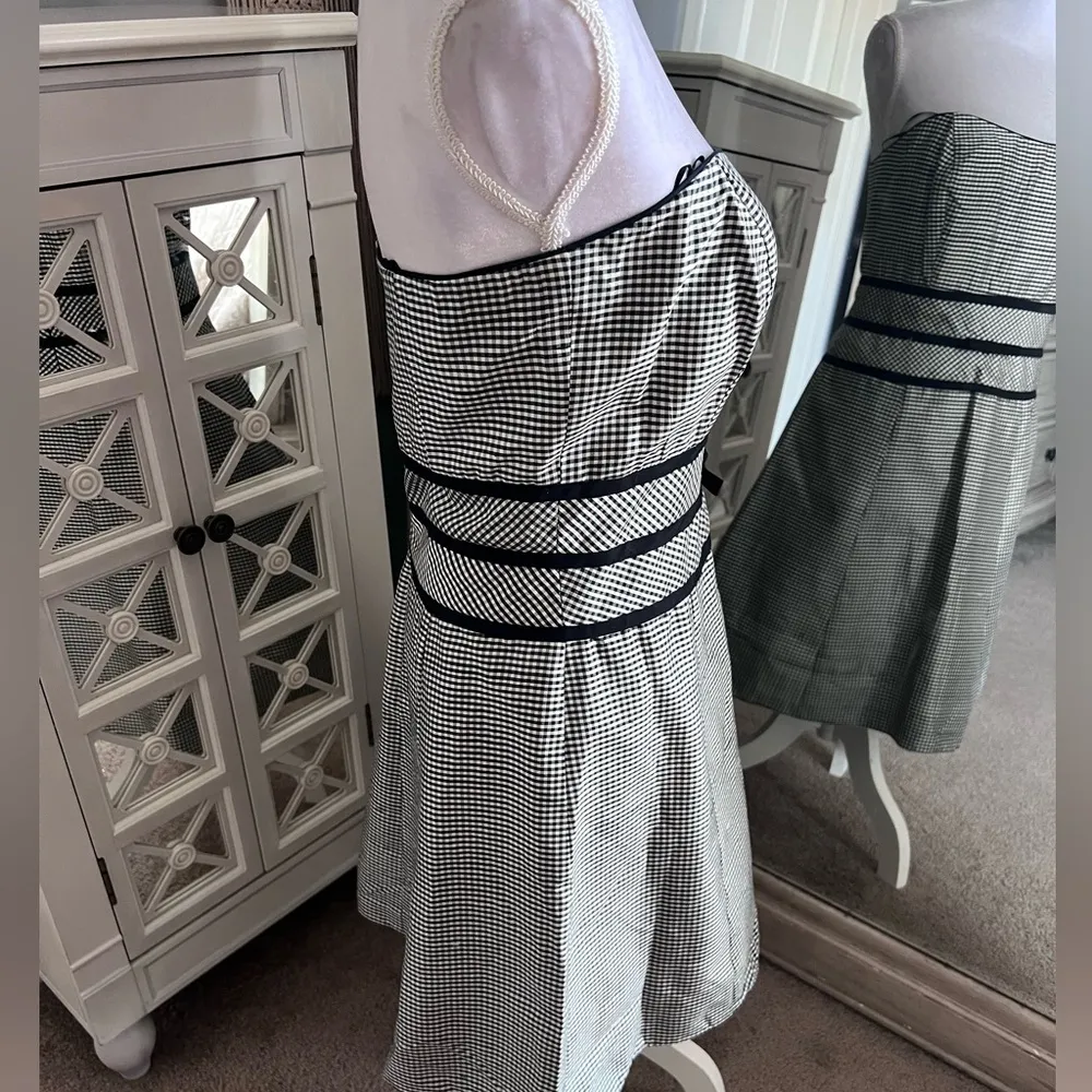 Vtg y2k ABS Allen Schwartz Silk gingham mini dress - Image 6