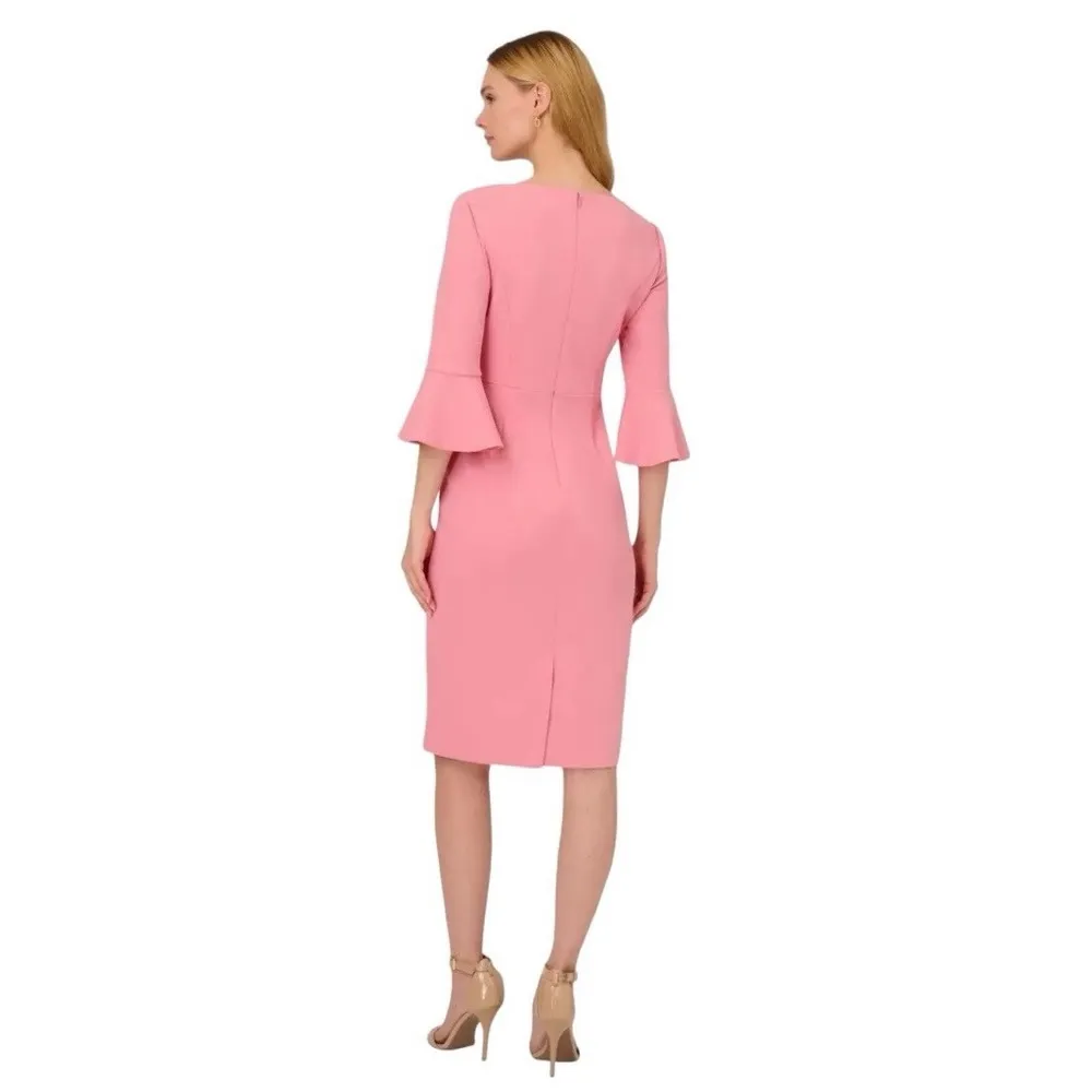 NWT NWT ADRIANNA PAPELL Stretch Knit Crepe Dress In Faded Rose Size 2 - Image 4