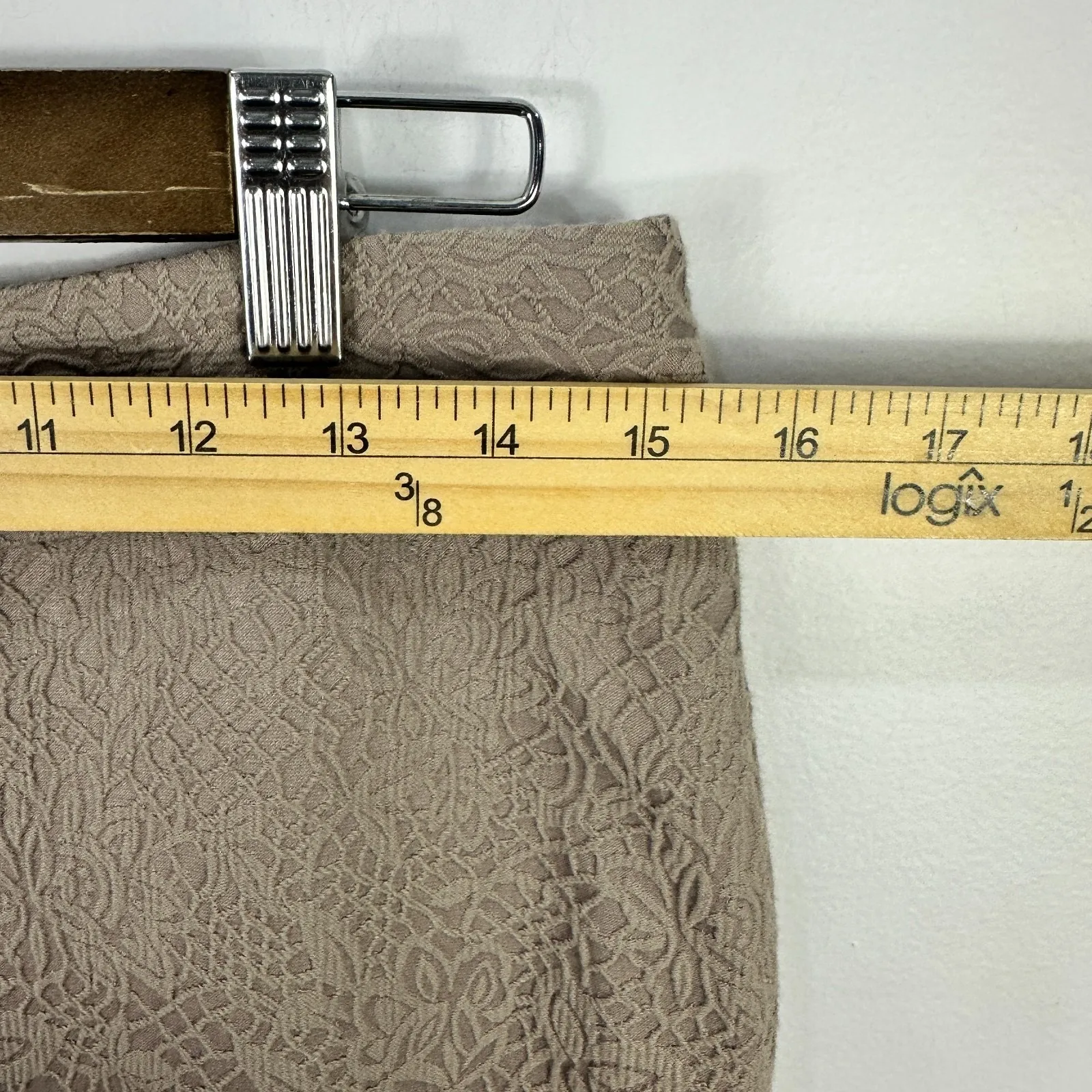 LOFT Pencil Skirt Womens 6 Taupe Jacquard Textured Quiet Luxury Old Money Career - Image 4