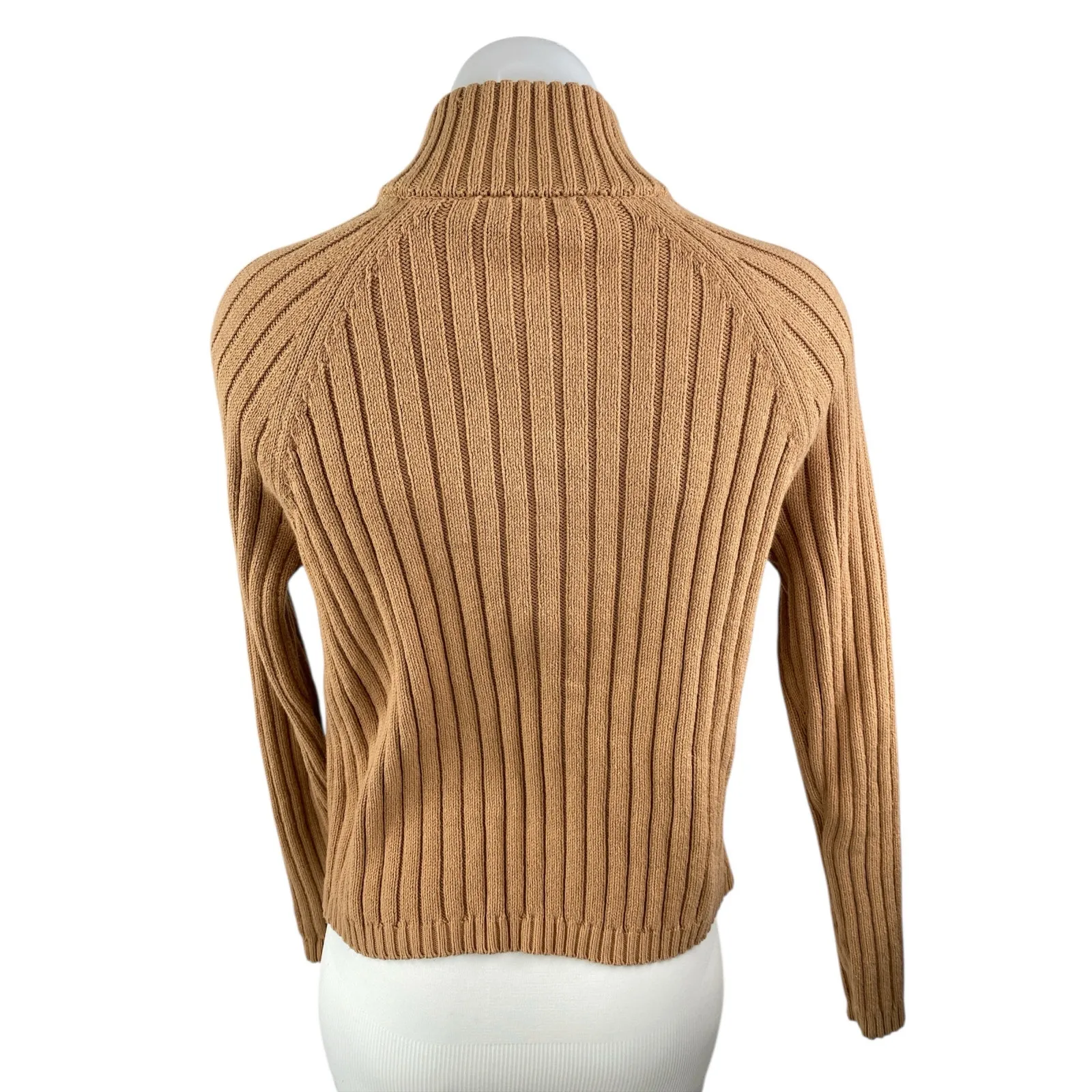 DKNY Sport Womens Brown Ribbed Knit Half Zip Mock Neck Long Sleeve Sweater Top M Size M - Image 2