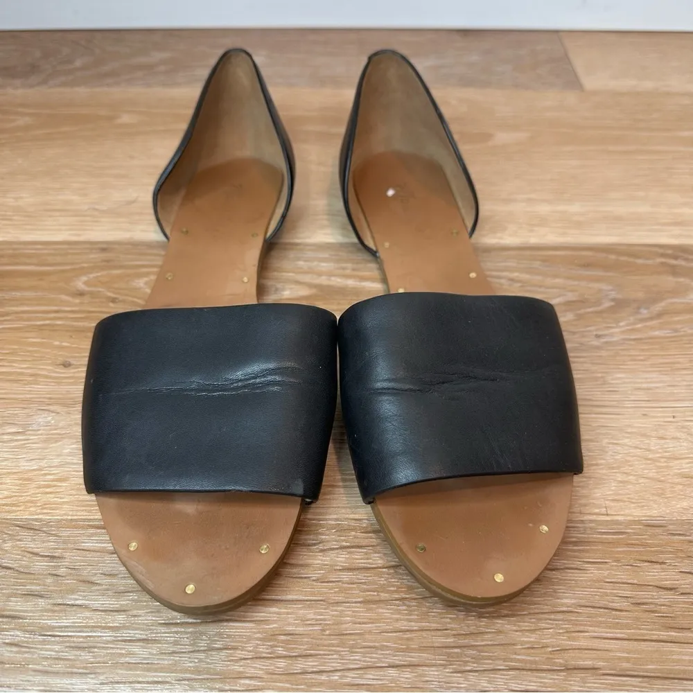 Madewell Thea Black Leather Open Toe Flat Sandals, Size 7.5 - Image 5