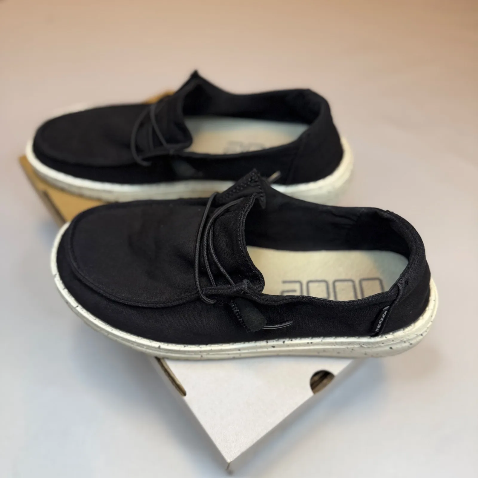 Hey Dude Wendy L Black Canvas Slip On Loafers Women's Size 7 Workwear Weekend - Image 5