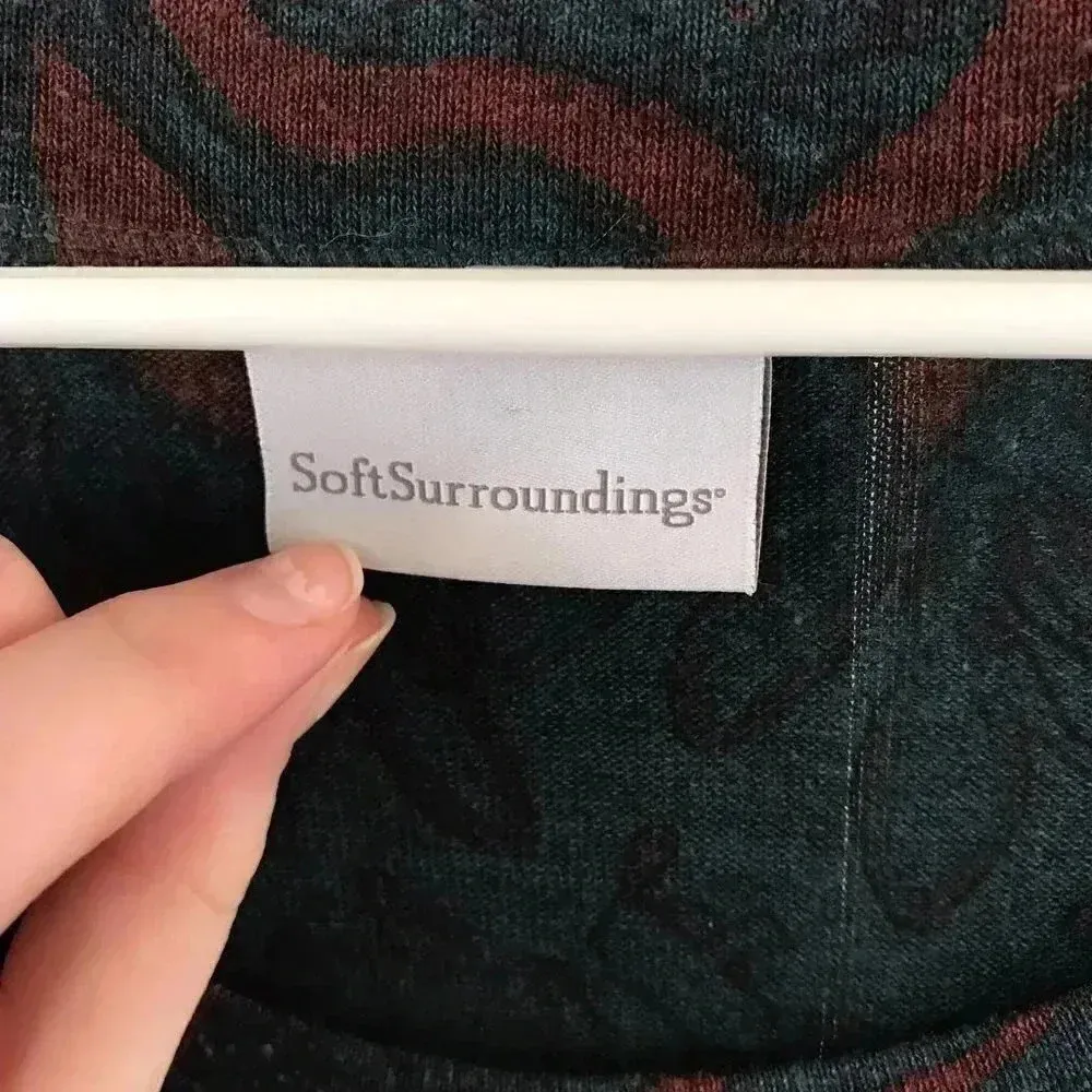 Soft Surroundings teal/rust flowy sweater tunic long sleeve asymmetrical hem K28 - Image 4