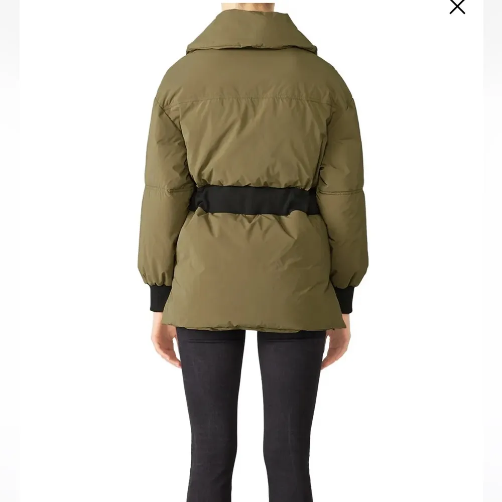 Dayma Down Puffy Coat Olive Green Belted Puffer Jacket Warm Comfy Sz 3 L - Image 5