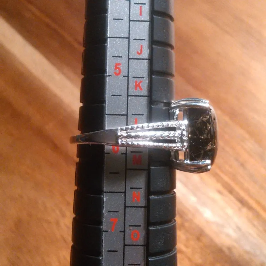 Matrix Silver Shungite Sterling Silver Solitaire Ring (Size 6) - Image 3
