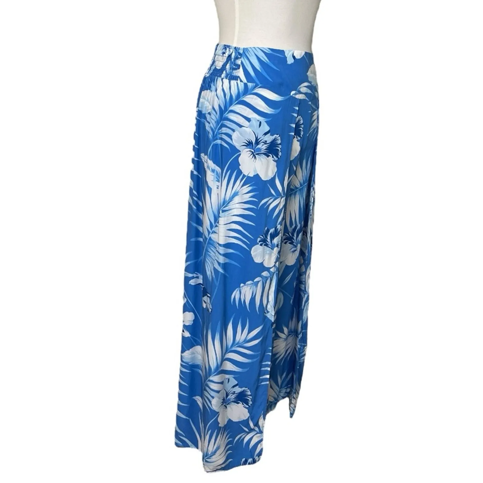 Favant Hawaii Pant Set Wrap Top Wide Leg Pants Blue Tropical Women’s Size Large - Image 11