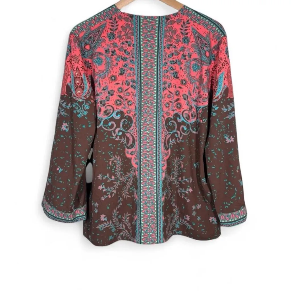 Bob Mackie wearable Art open front Kimono cardigan w/Bob Mackie Sage Green Tank - Image 5