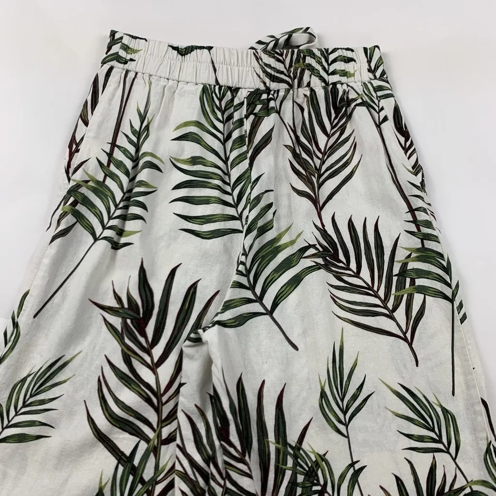 Joie Palm Print Linen Blend Wide Leg Cropped Pant 4 - Image 8