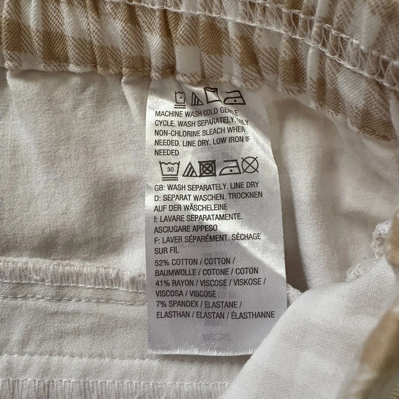 Isaac Mizrahi Live Pull On Gingham Crop Pants Cream Retro Femme Neutral Size 16P - Image 6