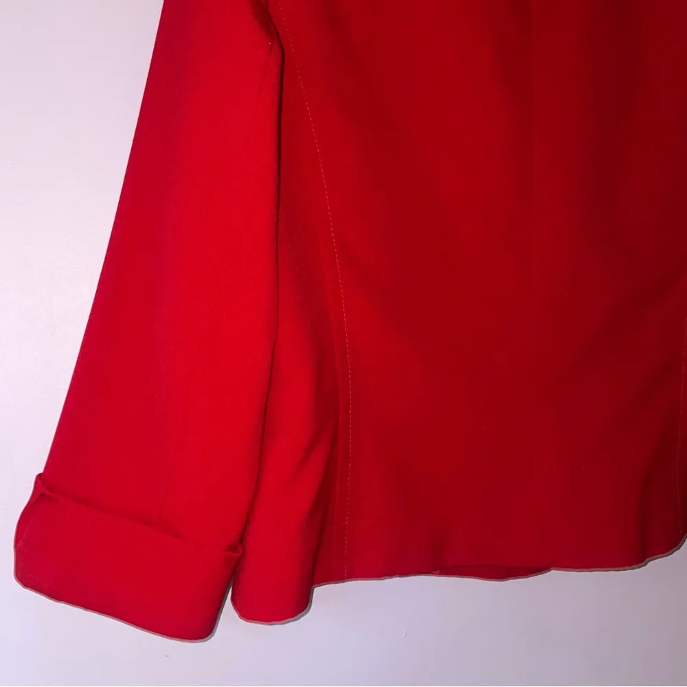 Tahari Size 6 Blazer Red Button Collar Suit Jacket - Image 8