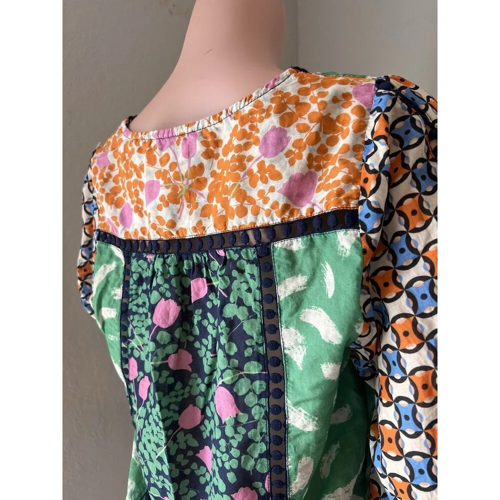 Anthropologie Maeve Shirt XS Ceresco Boho Peasant Floral Striped Hippie Tunic - Image 9