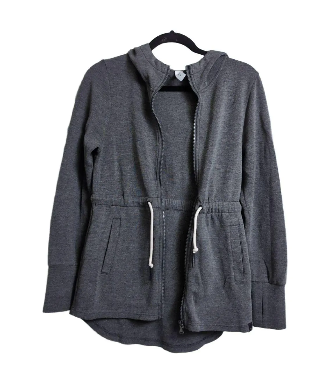 VARLEY Colby Full-Zip Hoodie Heather Grey Thumbhole Cuffs Activewear Jacket XS - Image 2