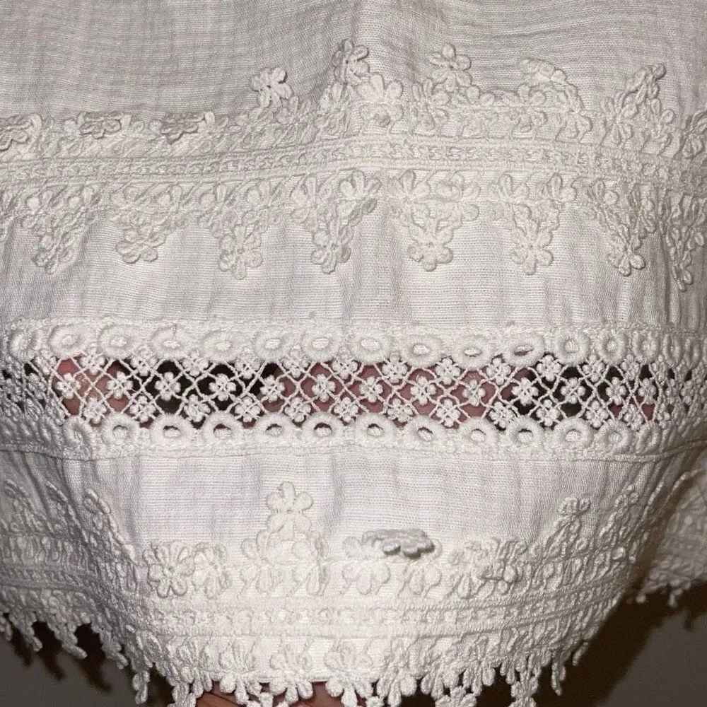 H&M‎ Eyelet Crochet Mini Skirt Cream Off White Size 8 New - Image 3