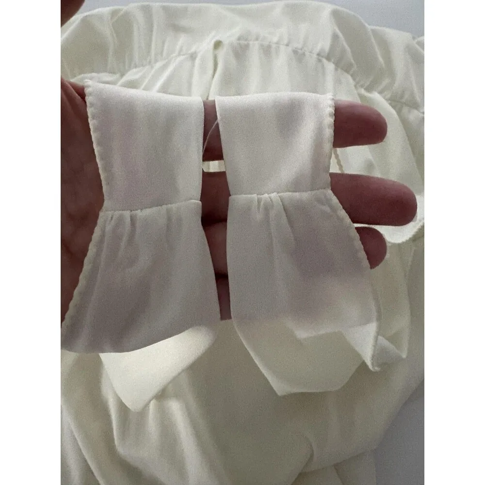 Vintage Kayser Nightgown Womens 36 Ivory Satin Maxi Fairy Whimsy Princess Size M - Image 8