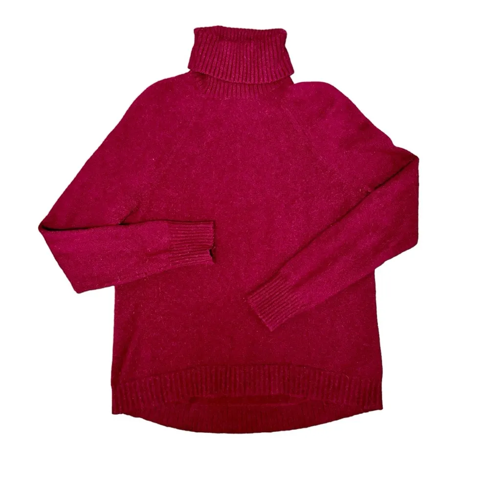 J. Crew Supersoft Side Slit Long Sleeve Knit Turtleneck Sweater Wine Small S - Image 6