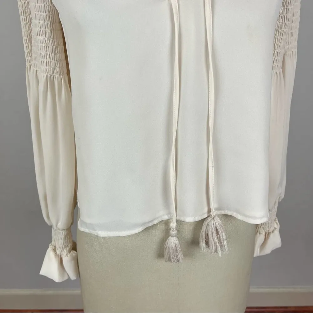 Rebecca Minkoff Cream Tassel Front Blouse - Image 6