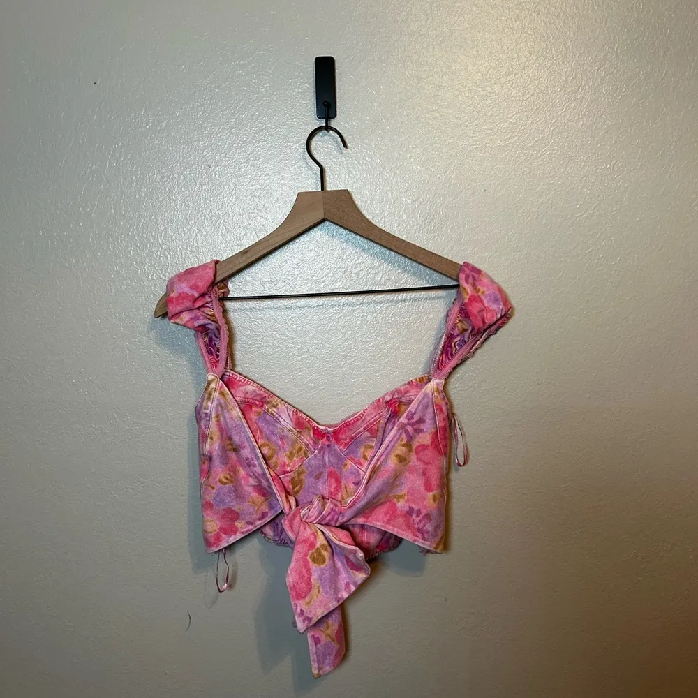 Free People Crop‎ Top and Bike Shorts Floral 2-piece Matching Set - Image 7