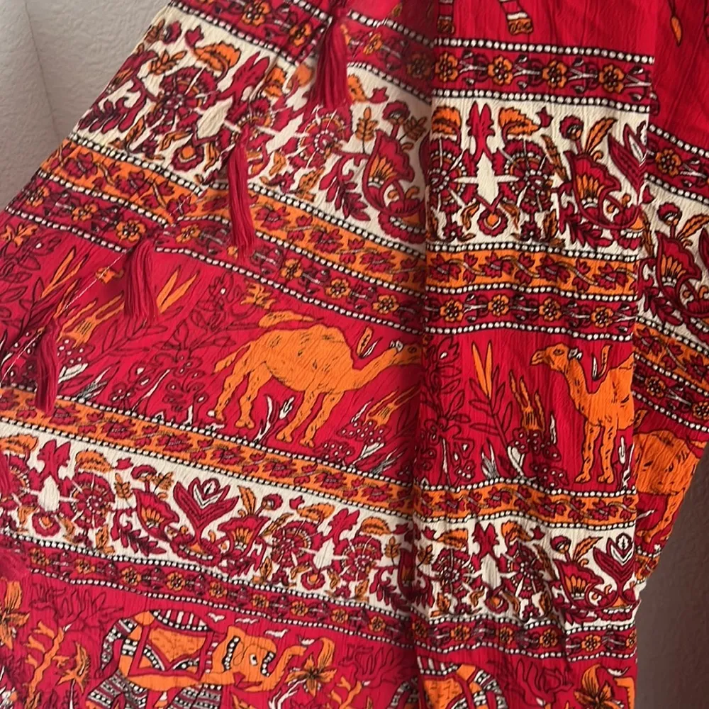 RAGA Boho Split Wide Leg Boho Elephant Camel Pants Festival Medium - Image 7