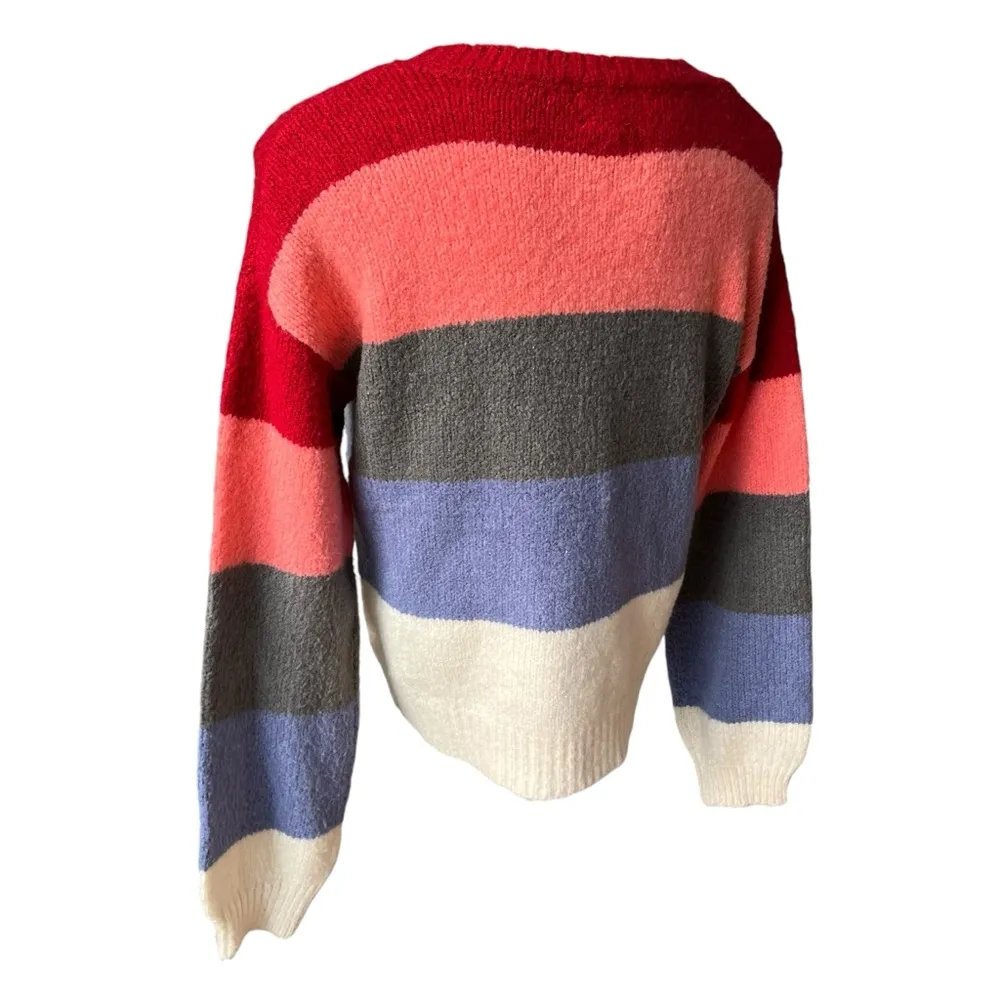 FRESHMAN 1996 Retro Multi Color Striped Fuzzy Sweater, Sz M Size M - Image 4