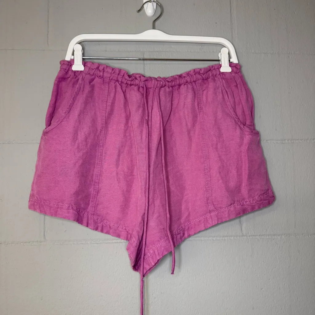 NWT Free People Mirella Cinched Short in Pink Plum Women’s Sz Small Linen Blend - Image 5