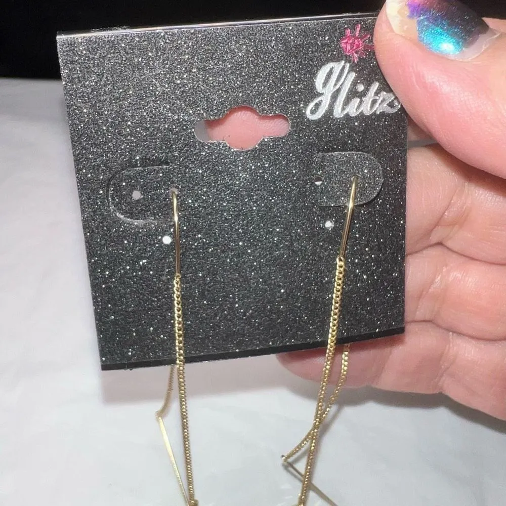 G by Gennaro Citrine‎ Crystal Long Threader Earrings Gold - Image 5