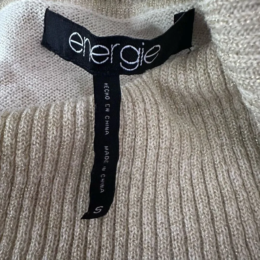 Energie Juniors' Metallic Cowl-Neck Sweater Dress Cream & Gold Size Small - Image 4