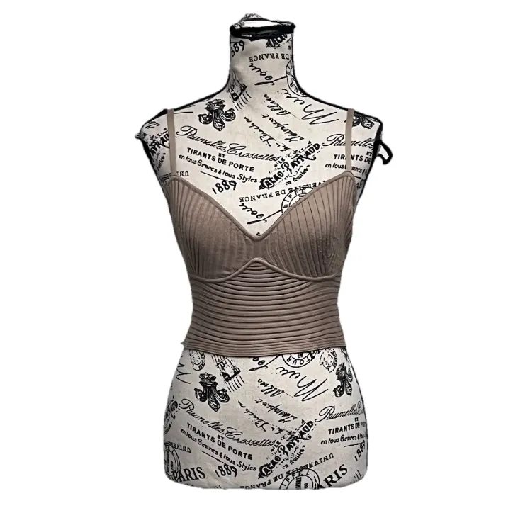 Say What Brown Ribbed Crochet Knit Crop Top Boho Indie Coastal Normcore S - Image 2