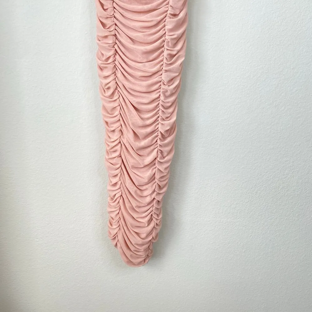 ZARA Ruched Tulle Corset Dress Beige Pink Size Small Satin Balletcore Sexy - Image 6