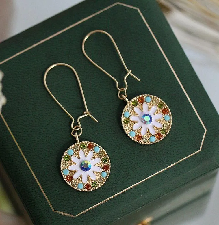 Elegant Romantic Disc Dangle Drop Earrings for Women Gold - Image 3
