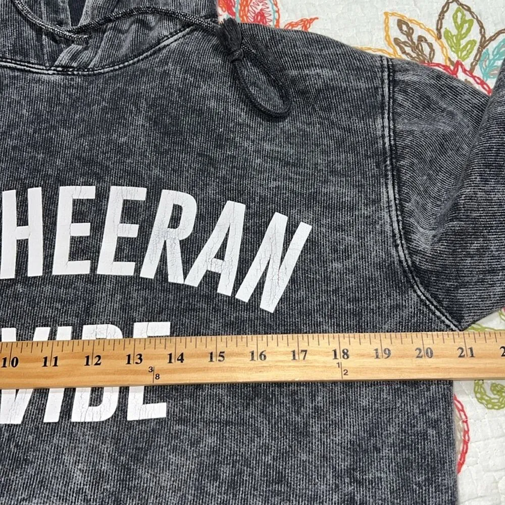 Ed Sheeran Divide Tour small acid wash grey pullover hoodie concert distressed Gray - Image 6