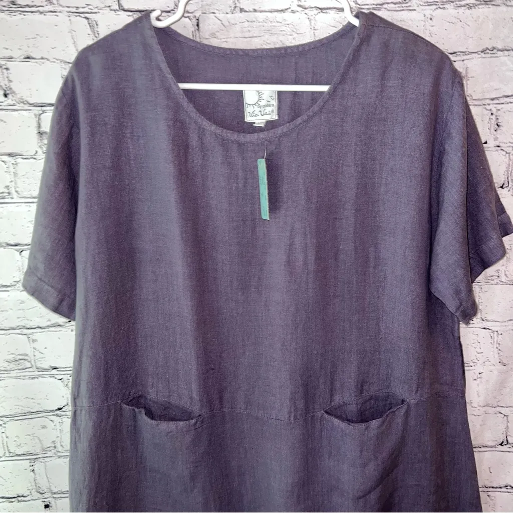 Via Vai by Pollero Vintage NWT Linen Shift Dress Purple‎ Size Large Purple - Image 6