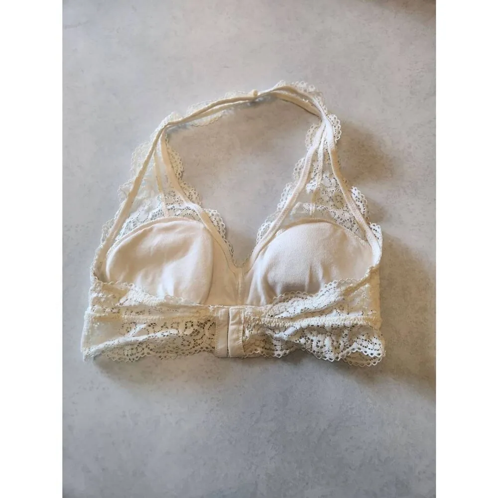American Eagle Outfitters Aerie Bralette Cream Lace Size M Halter - Image 2