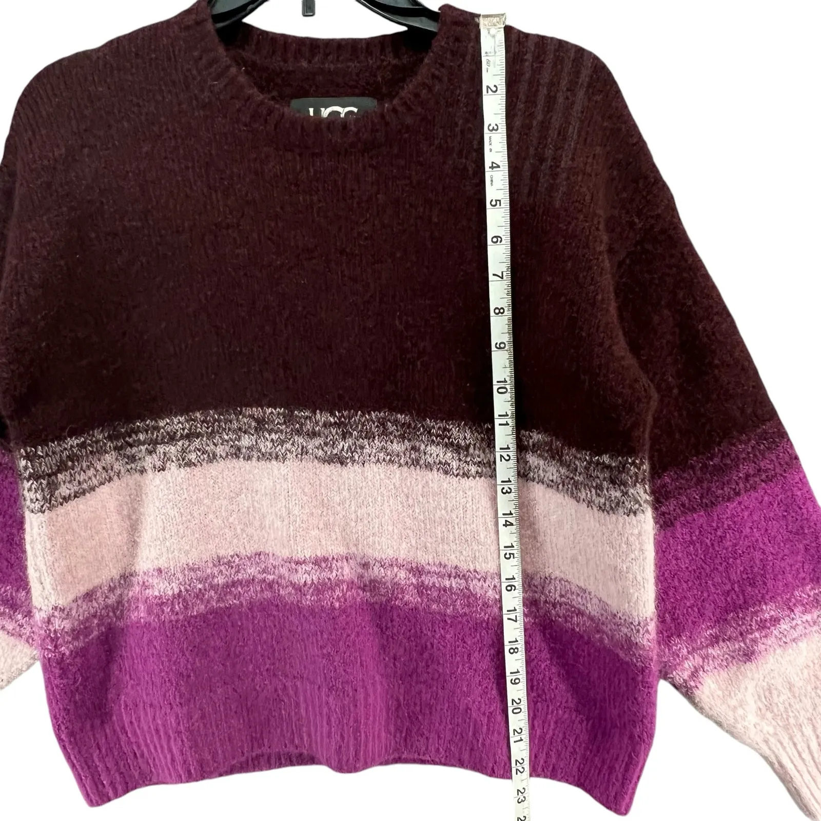 UGG Alessa Sweater Womens XS Rosewood Purple Striped Wool Blend Soft Knit Cozy - Image 7